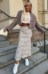 Satin Zebra Print Midaxi Skirt